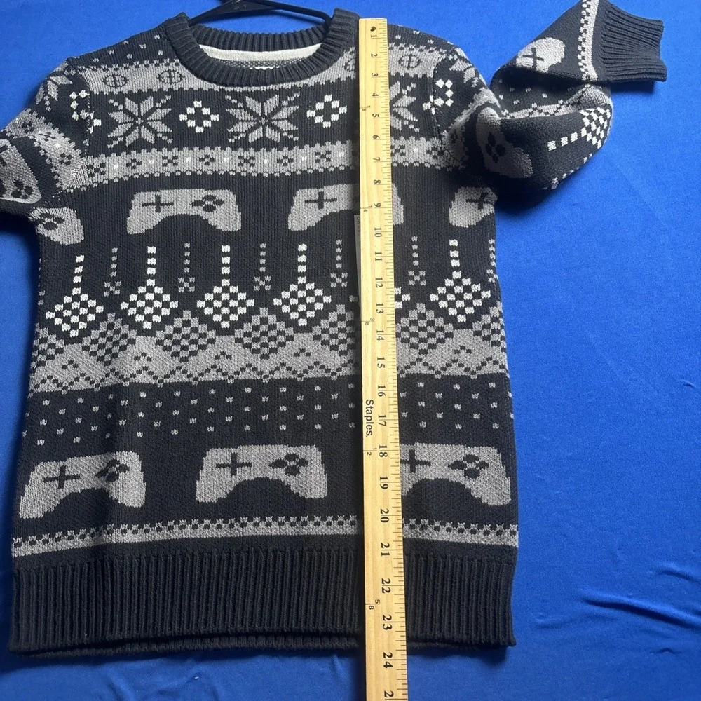 Holiday Boys Medium 10/12 Ugly Christmas Sweater Gamer Black/Gray New
